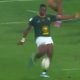 Vusi Moyo's crosskick creates a try